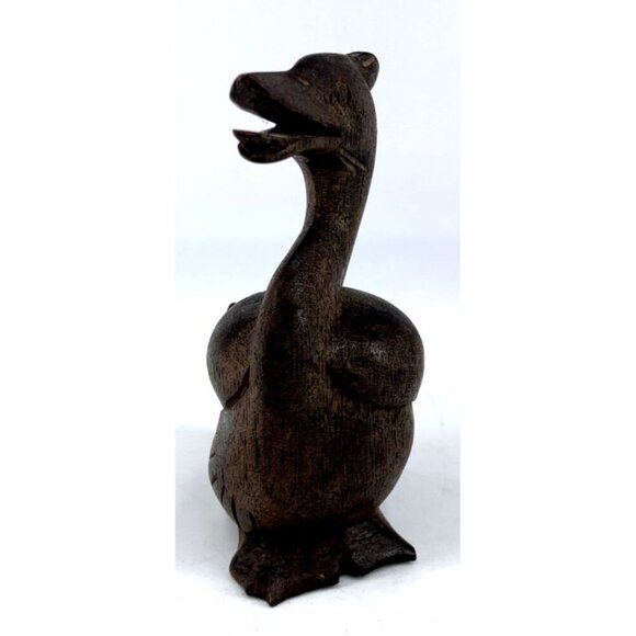 Wood Duck Bird Figurine Hand Carved Walnut 4" Tall - Picture 2 of 7